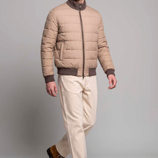 Reversible Padded Alpaca and Wool Herringbone Bomber Jacket - MONTEZEMOLO