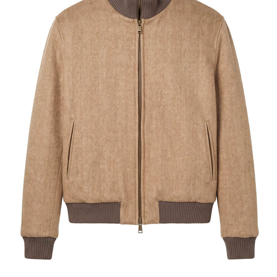 Reversible Padded Alpaca and Wool Herringbone Bomber Jacket - MONTEZEMOLO