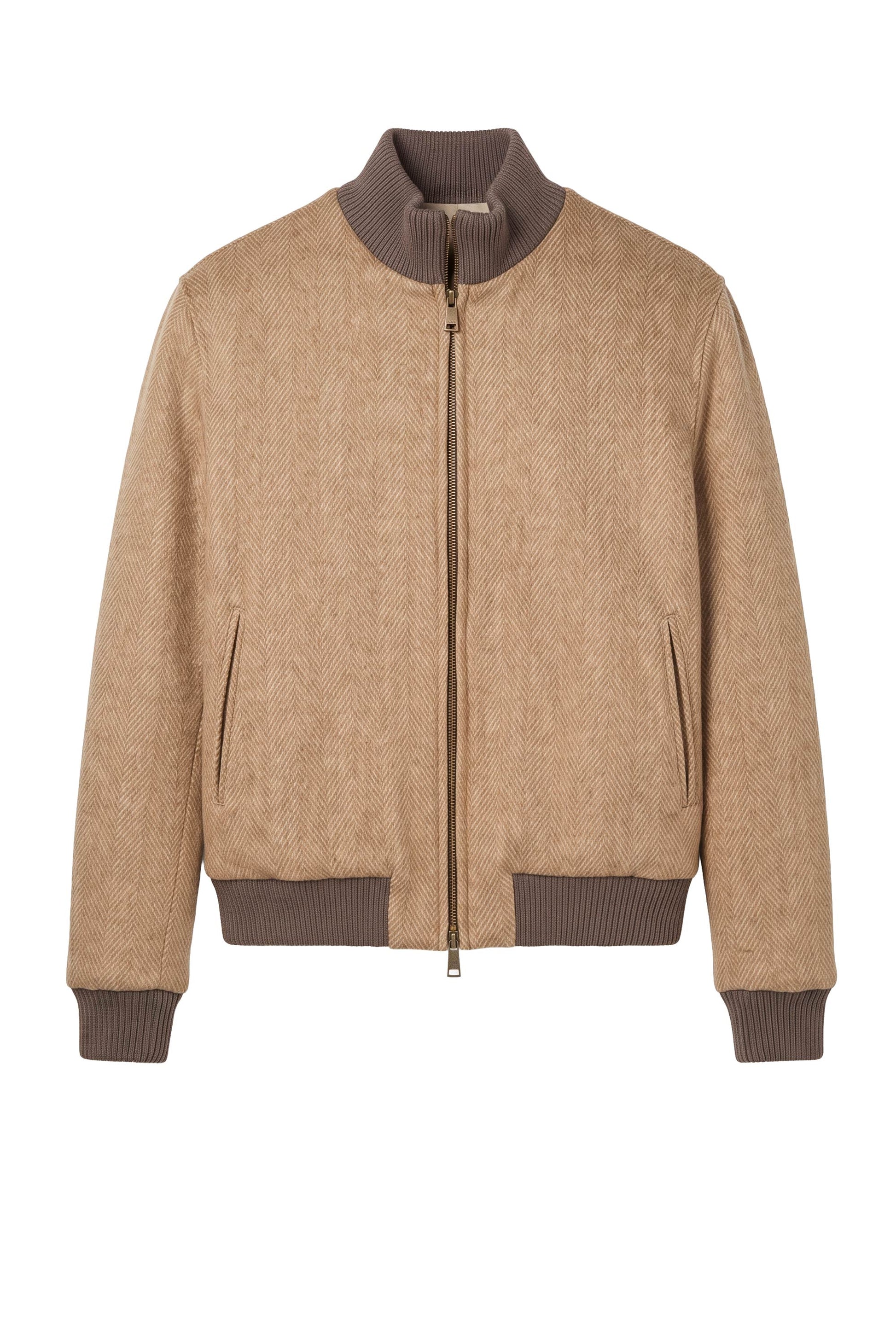 Reversible Padded Alpaca and Wool Herringbone Bomber Jacket - MONTEZEMOLO