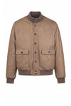 Goose-Down Padded Nubuck Leather Bomber Jacket