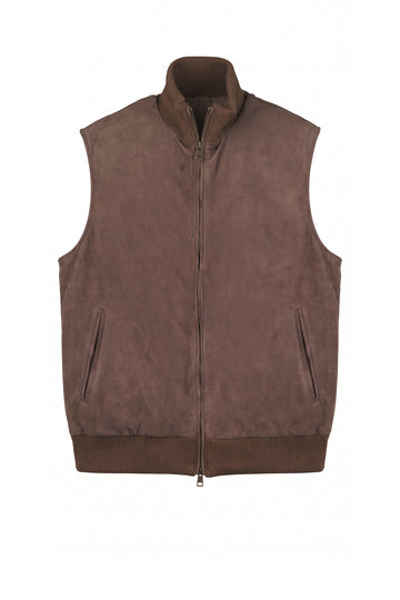 Full-Zip Suede Vest - MONTEZEMOLO