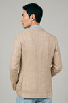 Unlined herringbone blazer in silk, linen & cotton - Ferla® fabrics