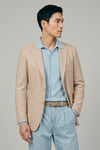 Unlined herringbone blazer in silk, linen & cotton - Ferla® fabrics