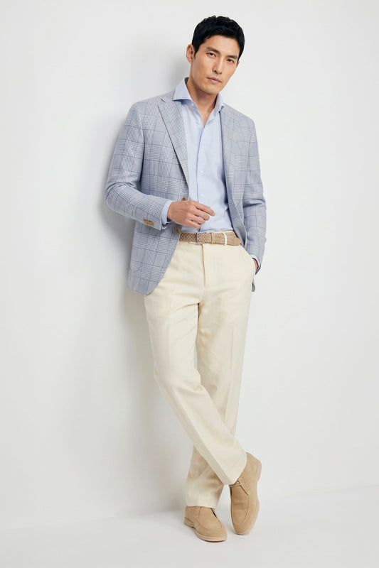 Unlined Blazer in wool, silk & linen - Loro Piana® fabrics
