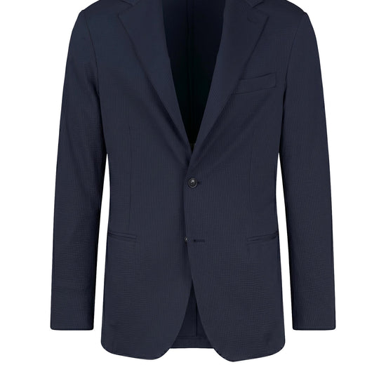 Single-breasted blazer in textured stretch seersucker fabric - MONTEZEMOLO