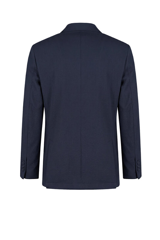 Single-breasted blazer in textured stretch seersucker fabric