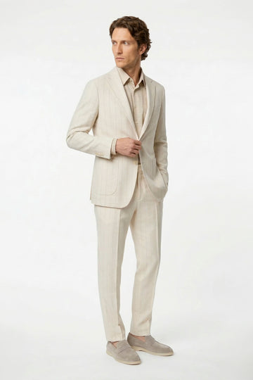 Pinstriped wool and cotton jersey suit