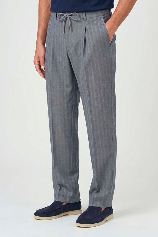 Drawstring trousers hopsack fabric