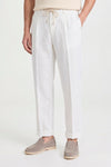 Pure linen drawstring trousers