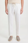 Pure linen drawstring trousers