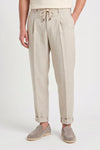 Pure linen drawstring trousers