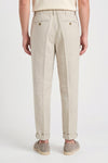 Pure linen drawstring trousers