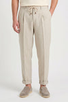 Pure linen drawstring trousers