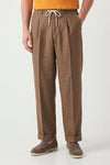 Pure linen drawstring trousers