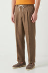 Pure linen drawstring trousers