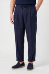 Pure linen drawstring trousers