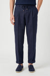 Pure linen drawstring trousers