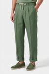 Pure linen drawstring trousers