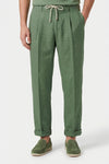 Pure linen drawstring trousers