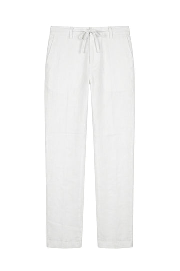 Linen and cotton trousers with drawstring