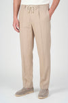 Pantalone effetto denim con coulisse e plissé