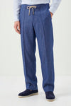 Pantalone effetto denim con coulisse e plissé