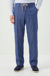 Pantalone effetto denim con coulisse e plissé