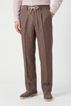 Pantalone effetto denim con coulisse e plissé