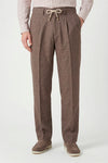 Pantalone effetto denim con coulisse e plissé