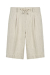 Natural Linen Bermuda Shorts with Drawstring