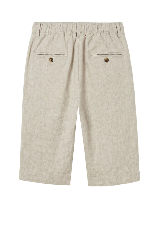 Natural Linen Bermuda Shorts with Drawstring