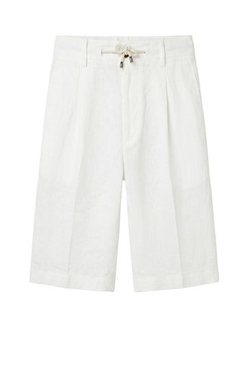 Washed Linen Bermuda Shorts with Drawstring