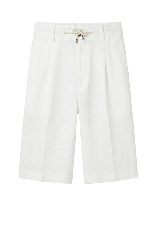 Washed Linen Bermuda Shorts with Drawstring