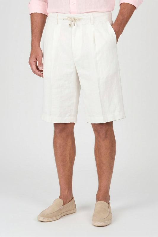 Washed Linen Bermuda Shorts with Drawstring