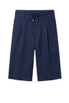 Washed Linen Bermuda Shorts with Drawstring