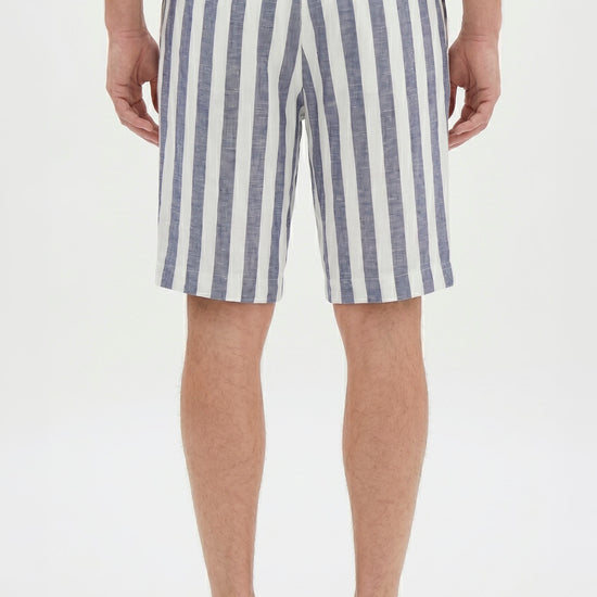 Striped Linen-Blend Bermuda Shorts with Drawstring - MONTEZEMOLO