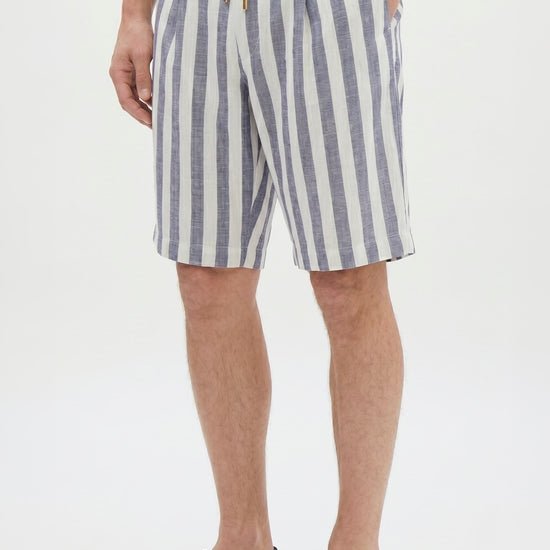 Striped Linen-Blend Bermuda Shorts with Drawstring - MONTEZEMOLO