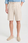 Striped Linen-Blend Bermuda Shorts with Drawstring - MONTEZEMOLO