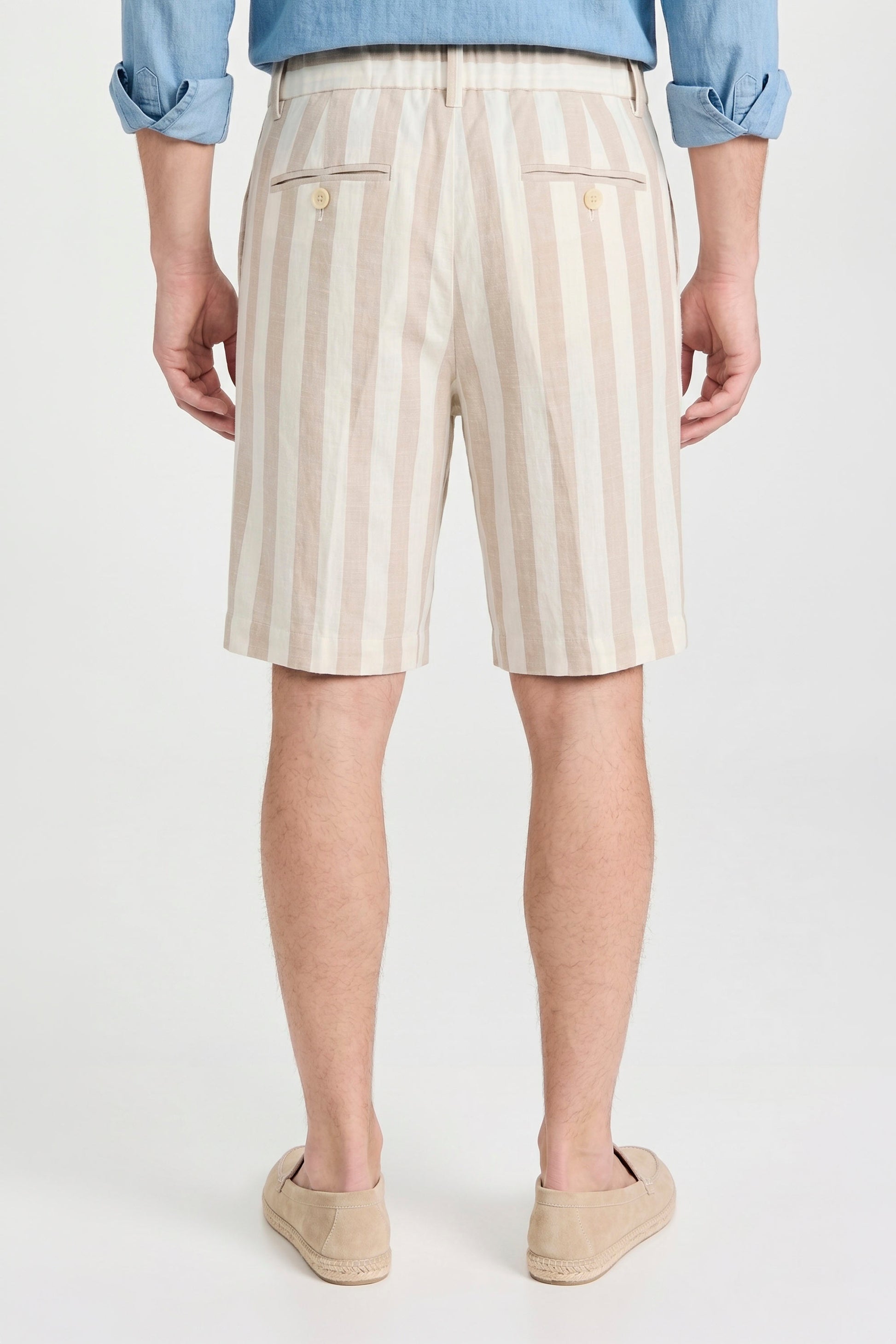 Striped Linen-Blend Bermuda Shorts with Drawstring - MONTEZEMOLO