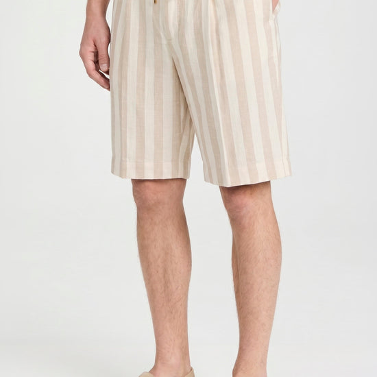 Striped Linen-Blend Bermuda Shorts with Drawstring - MONTEZEMOLO