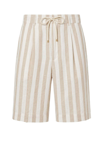 Striped Linen-Blend Bermuda Shorts with Drawstring