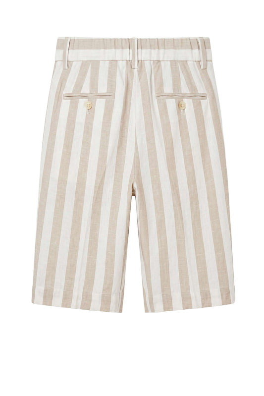 Bermuda in lino misto a righe con coulisse