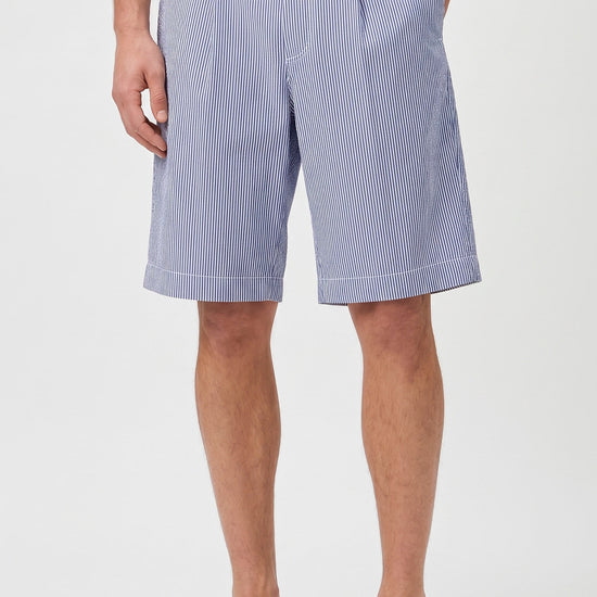 Fine-Stripe Stretch Cotton Seersucker Bermuda Short - MONTEZEMOLO