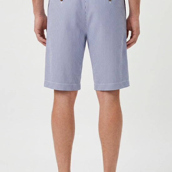 Fine-Stripe Stretch Cotton Seersucker Bermuda Short - MONTEZEMOLO