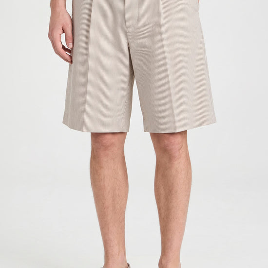 Fine-Stripe Stretch Cotton Seersucker Bermuda Short - MONTEZEMOLO