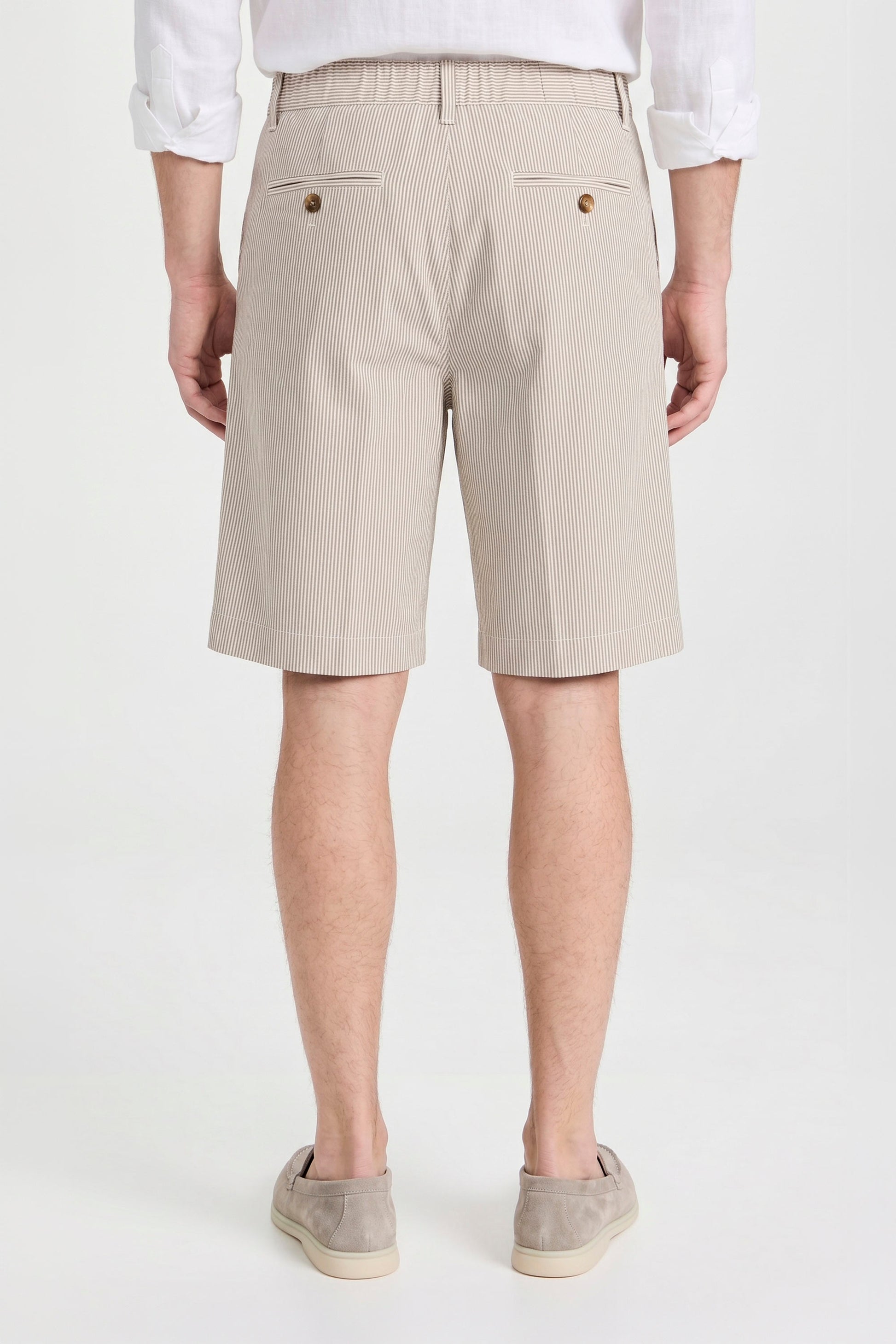 Fine-Stripe Stretch Cotton Seersucker Bermuda Short - MONTEZEMOLO