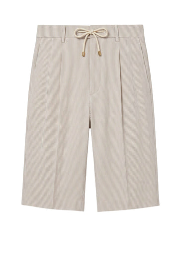 Fine-Stripe Stretch Cotton Seersucker Bermuda Short