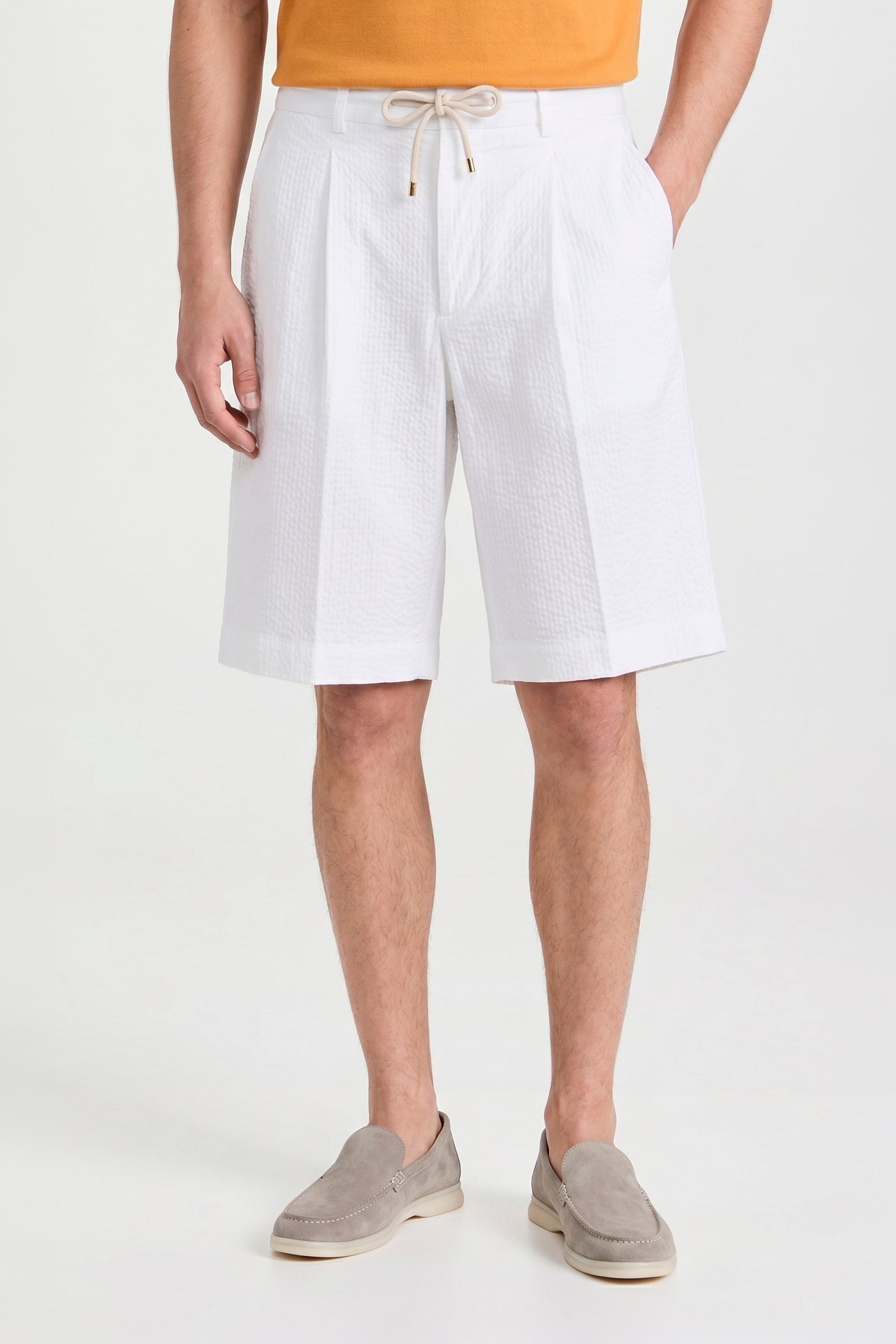 Seersucker Bermuda Shorts with Drawstring - MONTEZEMOLO