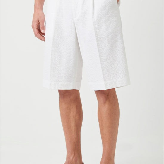 Seersucker Bermuda Shorts with Drawstring - MONTEZEMOLO
