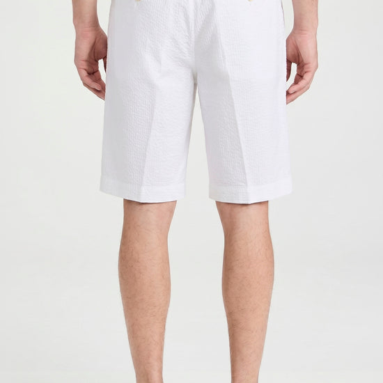 Seersucker Bermuda Shorts with Drawstring - MONTEZEMOLO